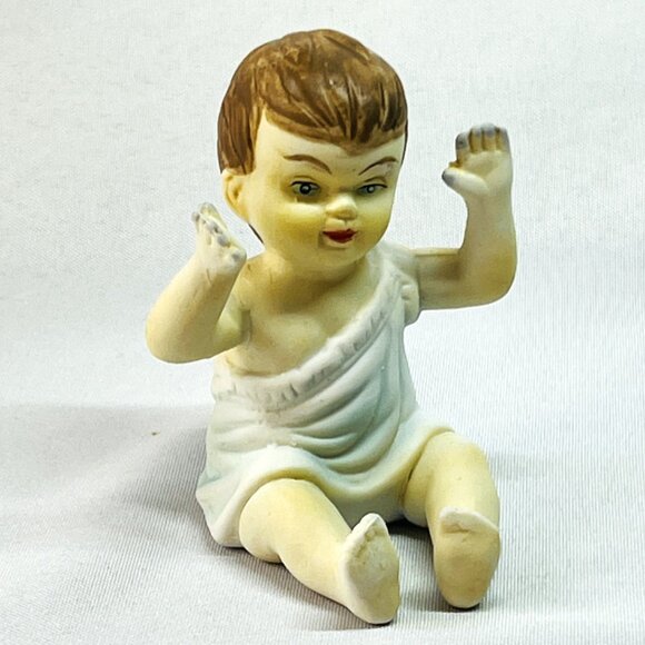 Piano Babies Vintage Figurines Kewpie Bisque Porcelain Dolls Girl Boy Lot of 2 - Picture 7 of 11